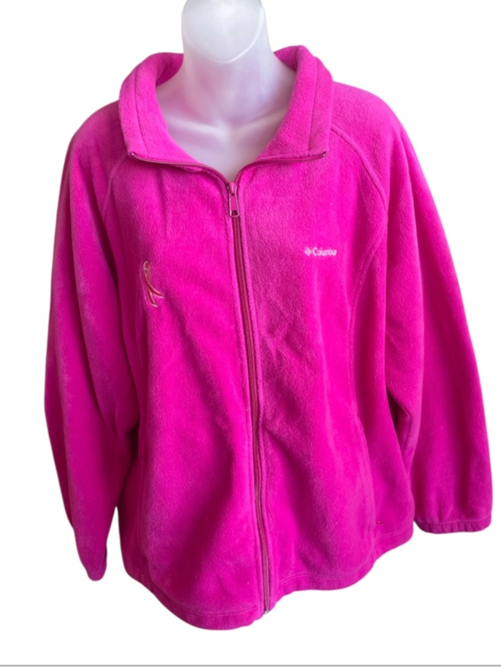 Breast cancer awareness plus size pink fleece Columbia jacket 2X